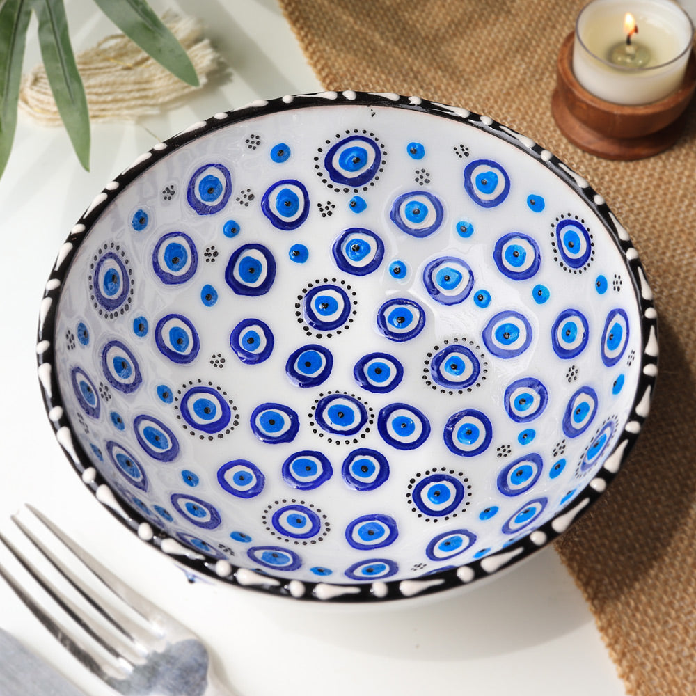 Turkish Hand Painted Evil Eye Ceramic Medium Bowl