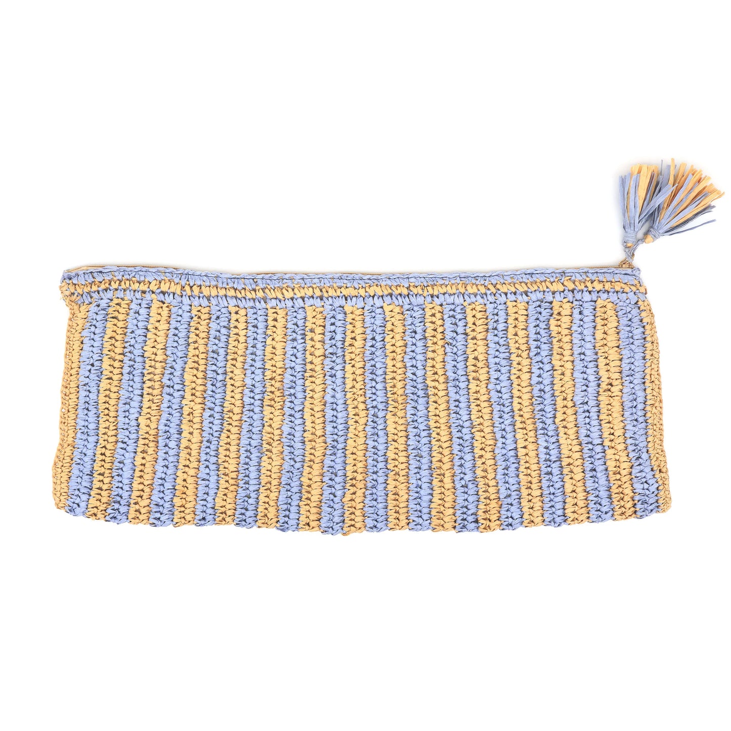 Purple & Tan Raffia Mahjong Bag