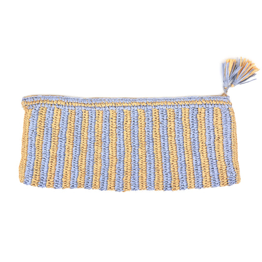 Purple & Tan Raffia Mahjong Bag